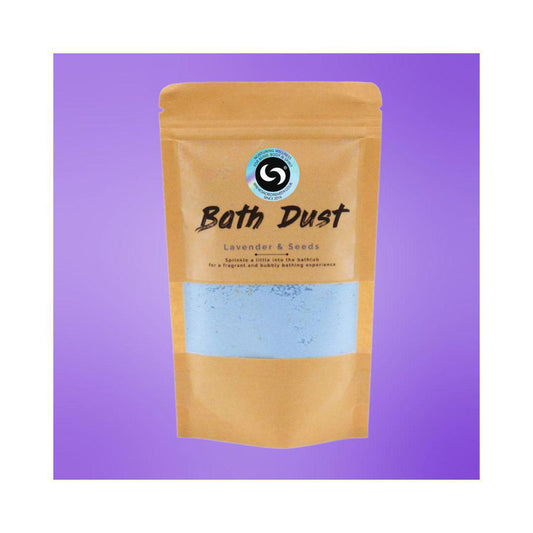 Lavender Bath Dust | Fun Fizzing Bath Bomb Alternative for Sleep - Unleash serious relaxation with our Lavender & Seeds Bath Dust! A fun, fizzing bath bomb alternative infused with Shea Butter for silky-soft skin & better sleep. Buy Now at Sacred Remedy