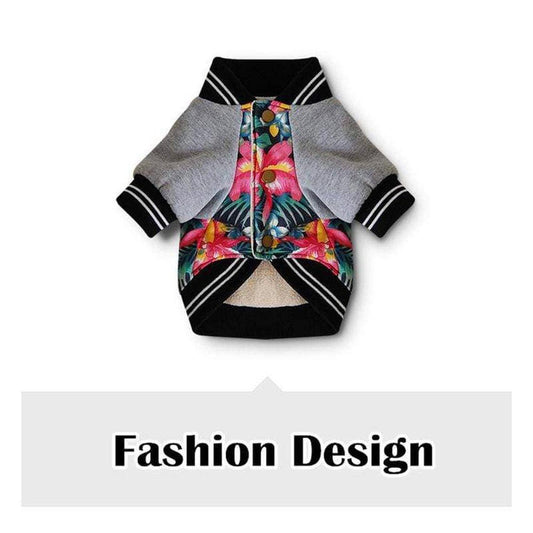 Dog Jacket 'No One Cares' | Warm Floral Winter Coat - Shop the insulated Floral Dog Jacket with the 'No One Cares' slogan. Keeps your pup warm, comfortable, and stylish on cold walks. Easy to put on! Buy Now at Sacred Remedy