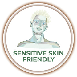 Logo with a stylized face and 'Sensitive Skin Friendly' text on a white background
