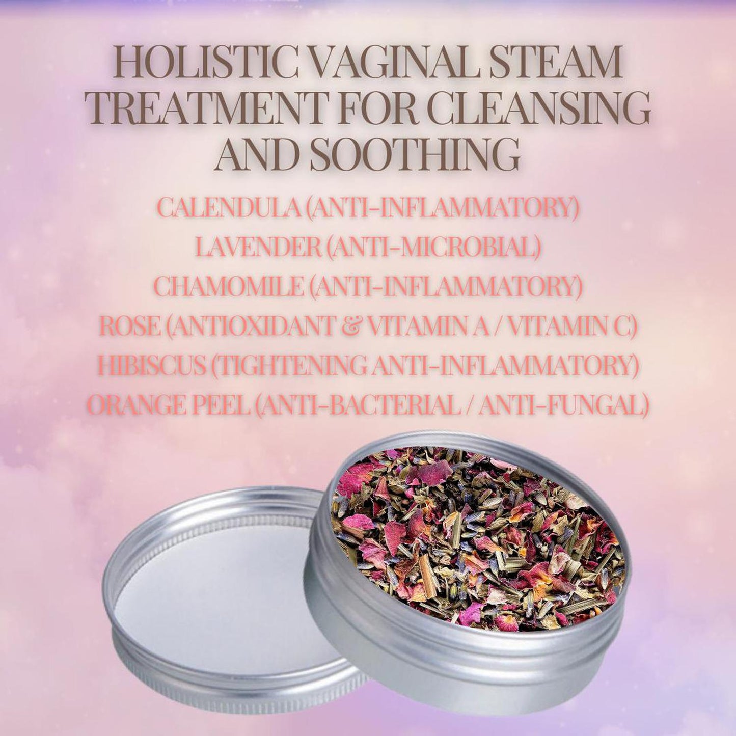 Organic Yoni Steam Herbs | Feminine Wellness & Relaxation - Organic Yoni Steam Herbs for feminine wellness. Soothes cramps, promotes relaxation & hormonal balance. Made with chamomile, lavender & rose petals. Buy Now at Sacred Remedy