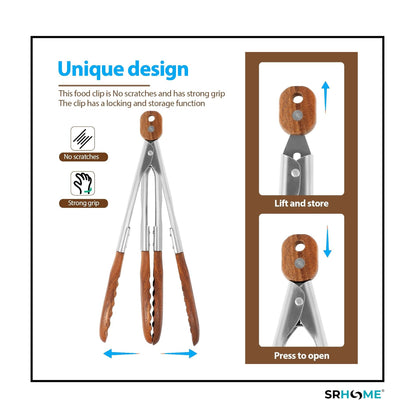 Walnut Wood & Stainless Steel Kitchen Tongs | SR Home - Premium Walnut Wood & Stainless Steel Tongs (15.5" & 11.8"). Natural, non-scratch, non-slip grip. Healthier alternative to plastic for grilling & serving. Buy Now at Sacred Remedy