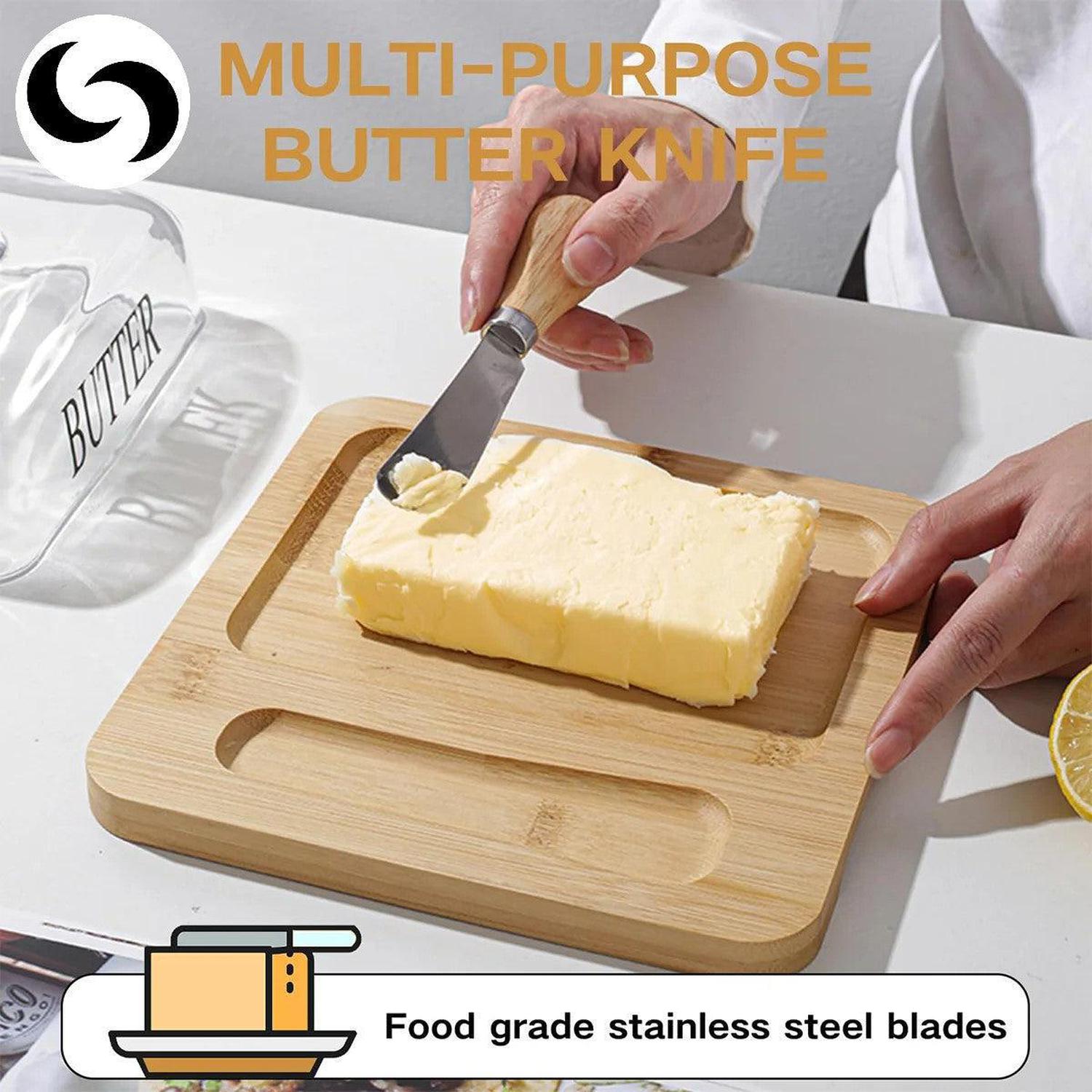 Bamboo & Glass Butter Dish / Cheese Storage with Cutter Tool - Elegant Brown Bamboo Butter Dish. Keeps butter spreadable. Features a clear glass lid, integrated stainless steel cutter, and non-slip grip. Buy Now at Sacred Remedy