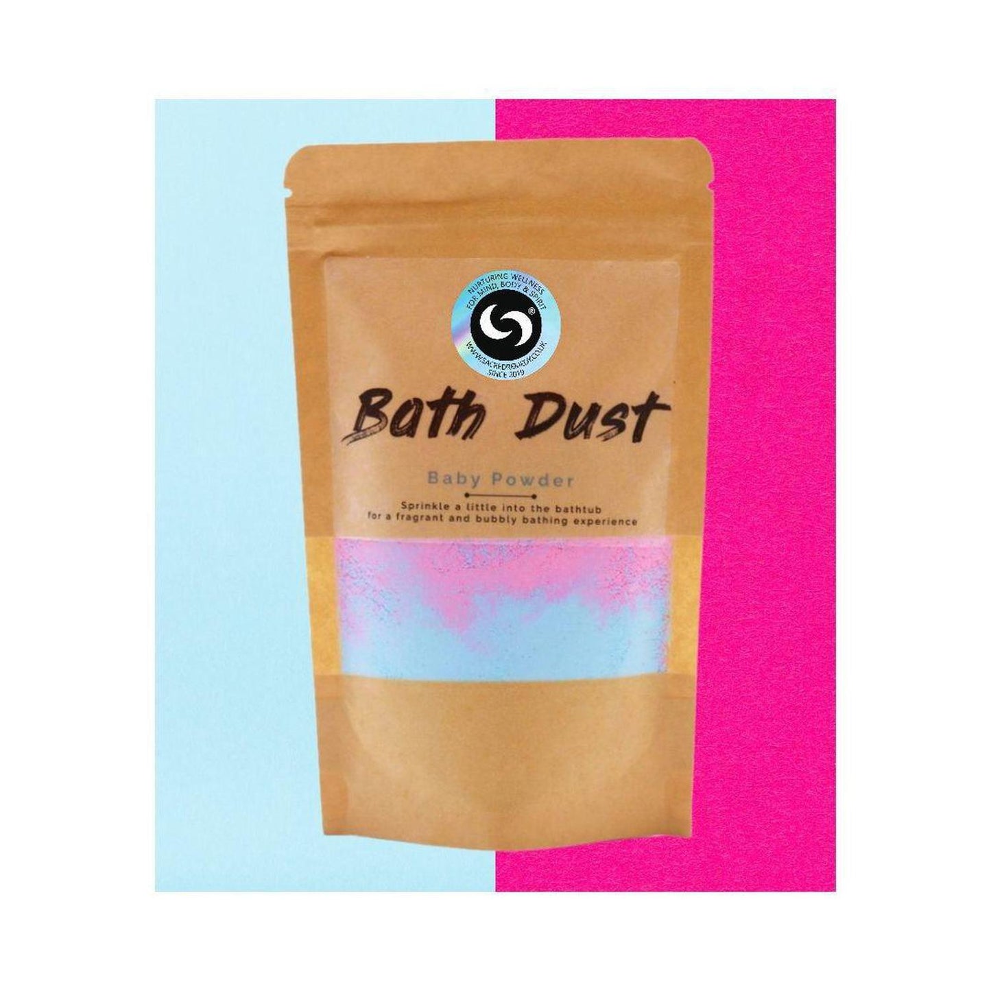 Talcum-Free, Baby Powder Scented Bath Dust. A Bathtime Treat - Indulge in pure bliss with our luxurious bath dust. Infused with a calming baby powder scent, this silky soft powder transforms bath time into a spa-like experience. Gently exfoliate, hydrate, and soothe your skin for ultimate relaxation. Buy Now at Sacred Remedy