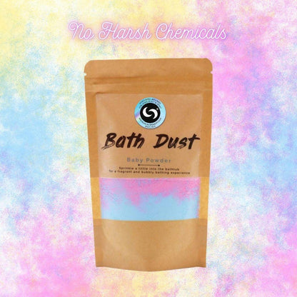 Baby Powder Bath Dust | Fizzing Bath Bomb Alternative for Soft Skin - Indulge in our Baby Powder Bath Dust! This magical, fizzing powder is packed with Shea Butter for silky-soft skin & scented with a comforting, nostalgic aroma. Buy Now at Sacred Remedy