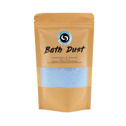 Lavender Bath Dust | Fun Fizzing Bath Bomb Alternative for Sleep - Unleash serious relaxation with our Lavender & Seeds Bath Dust! A fun, fizzing bath bomb alternative infused with Shea Butter for silky-soft skin & better sleep. Buy Now at Sacred Remedy