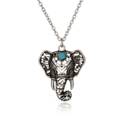 Blue Stone Elephant Necklace | Reiki Infused - Handmade, silver-plated Blue Stone Elephant Necklace. Infused with Reiki for good luck, wisdom & strength. Boho-mystic style & anti-allergen. Buy Now at Sacred Remedy