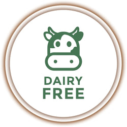 Dairy free icon with a cow symbol on a white background