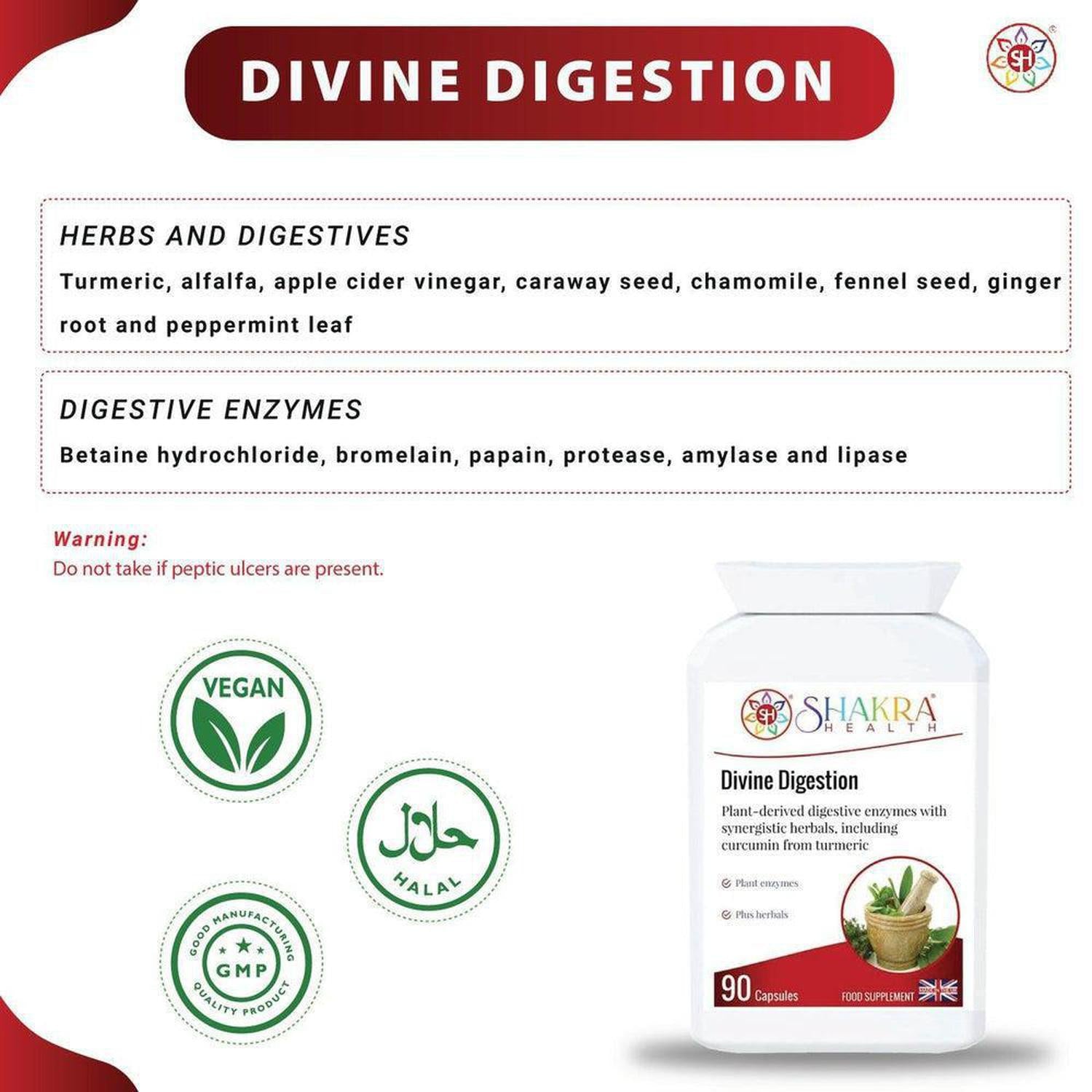 Divine Digestion | Anti-Spasmodic & Gut-Soothing - Support your second brain! High-strength digestive enzymes (Bromelain, Papain) with Turmeric & Ginger for gut health, nutrient absorption & a balanced Solar Plexus Buy Now at Sacred Remedy