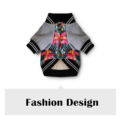 Dog Jacket 'No One Cares' | Warm Floral Winter Coat - Shop the insulated Floral Dog Jacket with the 'No One Cares' slogan. Keeps your pup warm, comfortable, and stylish on cold walks. Easy to put on! Buy Now at Sacred Remedy