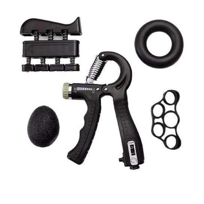 5-Piece Hand Grip Strengthener Kit | Forearm & Rehab - 5-Piece Hand Grip Kit with adjustable 5-60kg resistance & rep counter. Essential for rehab, athletes & muscle memory. Includes storage bag. Buy Now at Sacred Remedy