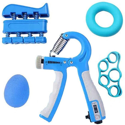 5-Piece Hand Grip Strengthener Kit | Forearm & Rehab - 5-Piece Hand Grip Kit with adjustable 5-60kg resistance & rep counter. Essential for rehab, athletes & muscle memory. Includes storage bag. Buy Now at Sacred Remedy