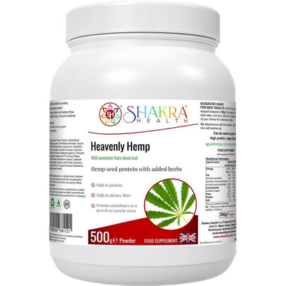 Heavenly Hemp | Hemp Seed & Superfood High in Dietary Fibre - Complete, balanced vegan protein powder from Hemp Seed. Contains all 21 amino acids, Omega 3:6 balance & 15 superfoods for energy, gut, and heart health. Buy Now at Sacred Remedy