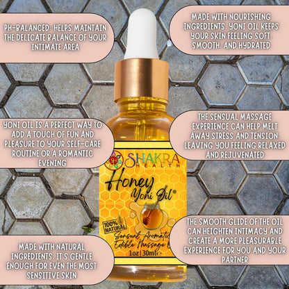 Organic Honey Yoni Oil - Massage, Skin, Body, Beard & PH Balance - The ultimate organic, honey-flavoured Yoni Oil! Use for PH balance, intimate care, massage, aftershave, and more. UK made. Buy Now at Sacred Remedy