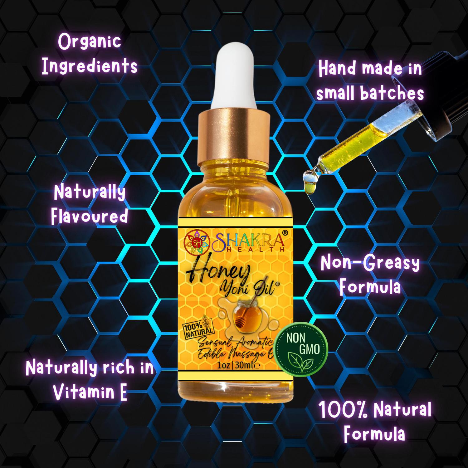 Organic Honey Yoni Oil - Massage, Skin, Body, Beard & PH Balance - The ultimate organic, honey-flavoured Yoni Oil! Use for PH balance, intimate care, massage, aftershave, and more. UK made. Buy Now at Sacred Remedy