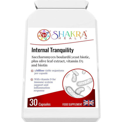 Internal Tranquility | Balance Gut Flora with Probiotic Yeast - Restore gut balance with 5 Billion S. Boulardii yeast probiotic. Supports immunity, soothes diarrhoea (incl. antibiotic related), and relieves bloating. Shelf-stable. Buy Now at Sacred Remedy