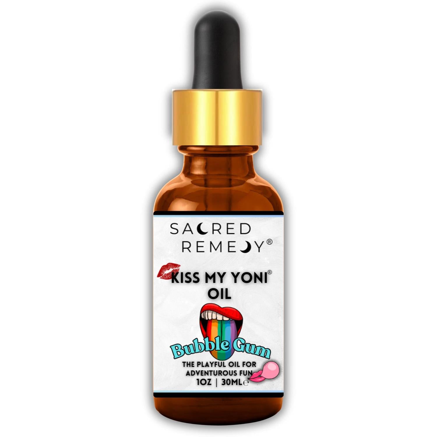 Edible Bubblegum Yoni Oil | Fun, Vegan & PH-Balanced - Shop the Kiss My Yoni Oil in Bubblegum. Edible, vegan, non-sticky oil for self-care, massage, and intimacy. Natural, PH-balanced, and completely safe for all. Buy Now at Sacred Remedy