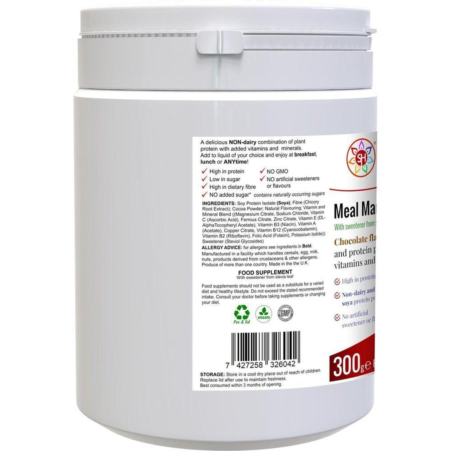 Meal Mantra Chocolate Vegan Non-GM Soya Protein Isolate Powder That Helps Combat Cravings - Meal Mantra Chocolate is a vegan chocolate protein powder that is high in protein, low in sugar, and contains essential vitamins and minerals. It can be used for weight loss, meal replacement, and post-workout recovery. Buy Now at Sacred Remedy