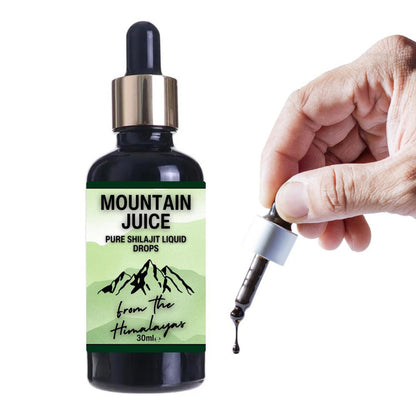 Mountain Juice: Travel Shilajit Tincture 30ml - Fulvic Acid & Energy Booster - Pure Shilajit liquid in a convenient 30ml travel tincture. Packed with Fulvic Acid for energy, immune support, and ultimate on-the-go vitality. Buy Now at Sacred Remedy