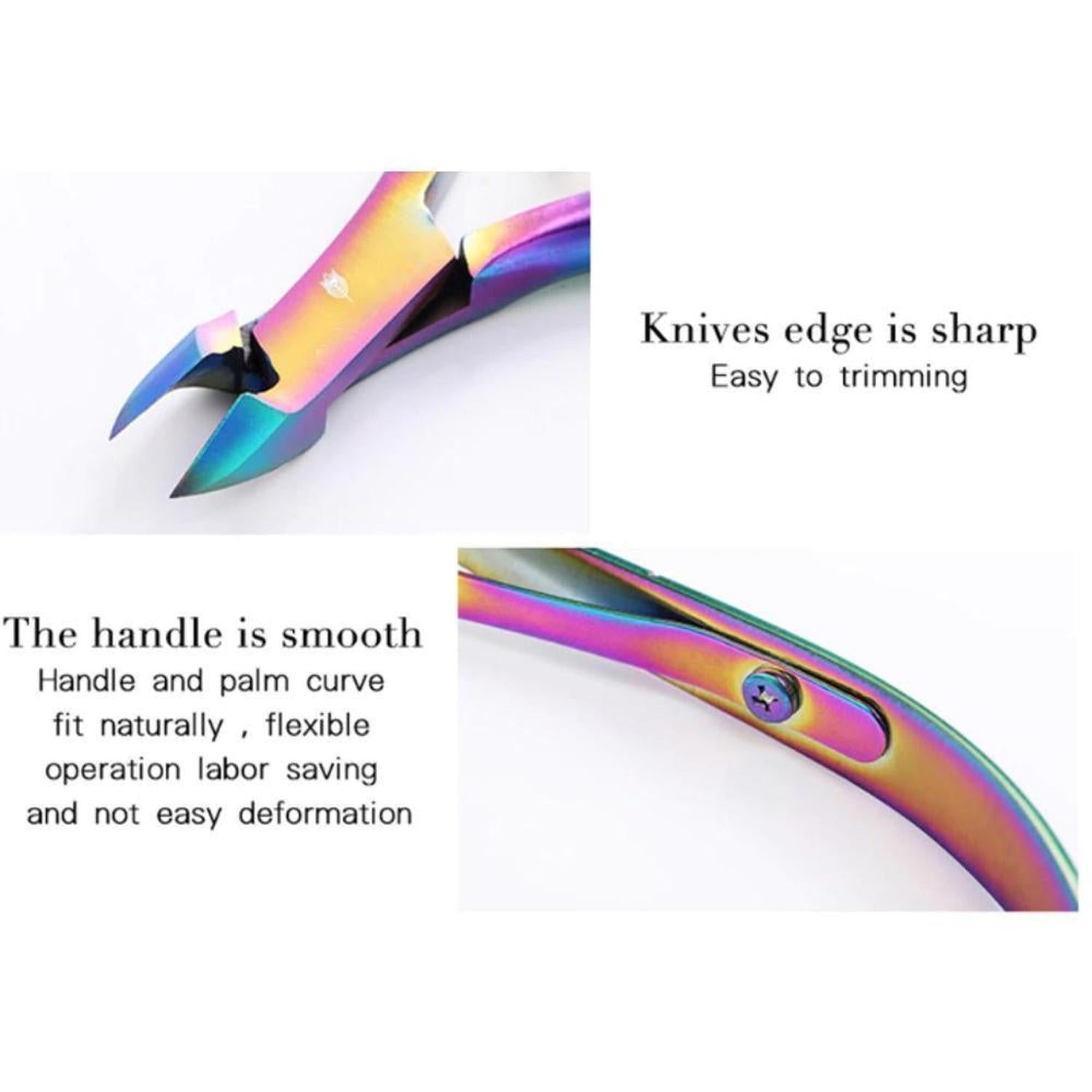 Rainbow Cuticle Clippers | Stainless Steel Nail Scissors - Elevate your manicure ritual with these dazzling rainbow stainless steel cuticle clippers. Super sharp for precise trimming of hangnails and dead skin with flair! Buy Now at Sacred Remedy