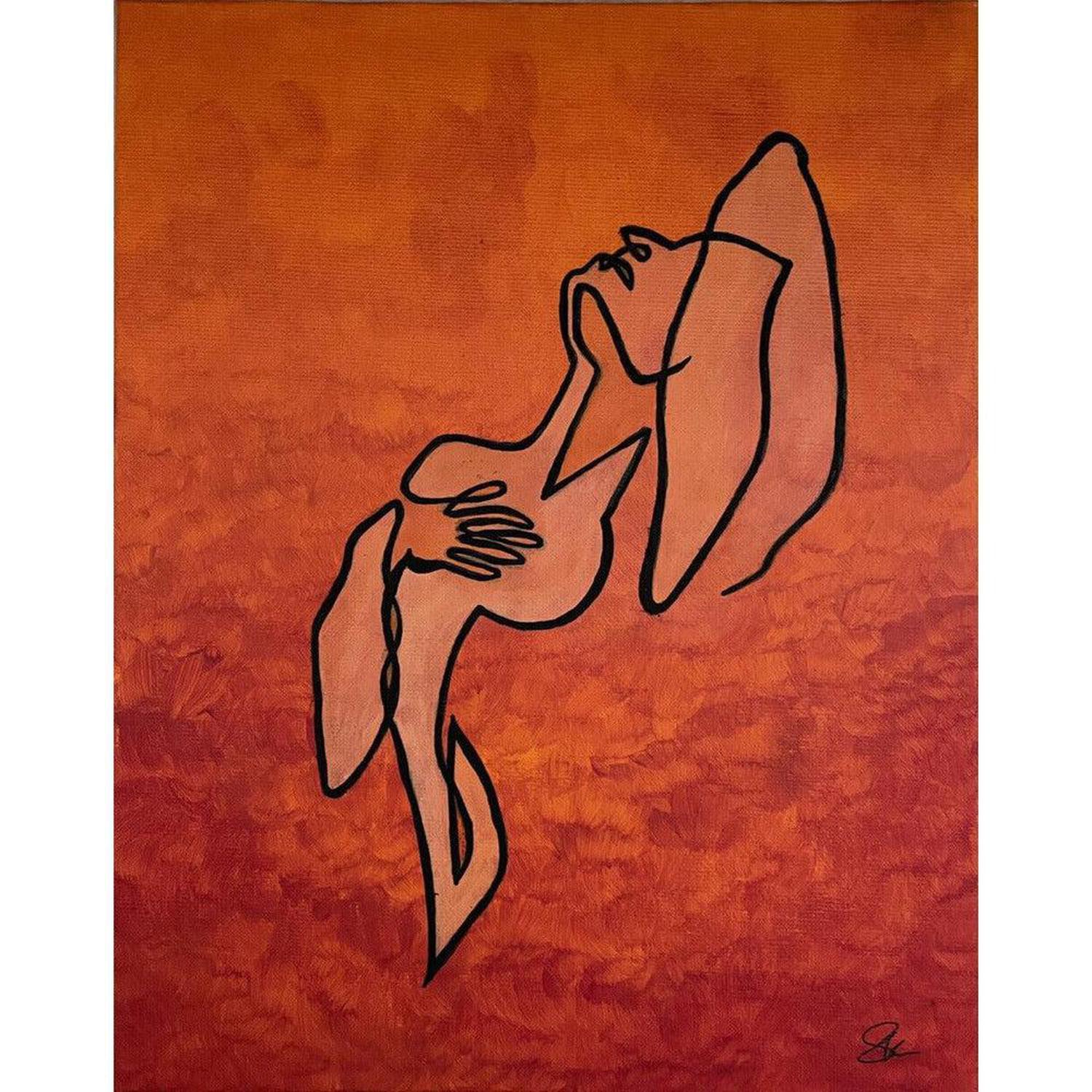 Original "Passion" Contemporary Abstract Canvas Art (10x8") - Original signed "Passion" Acrylic art (10x8"). Unique abstract painting in bold red/orange for vibrant home decor and feminine energy. Buy Now at Sacred Remedy