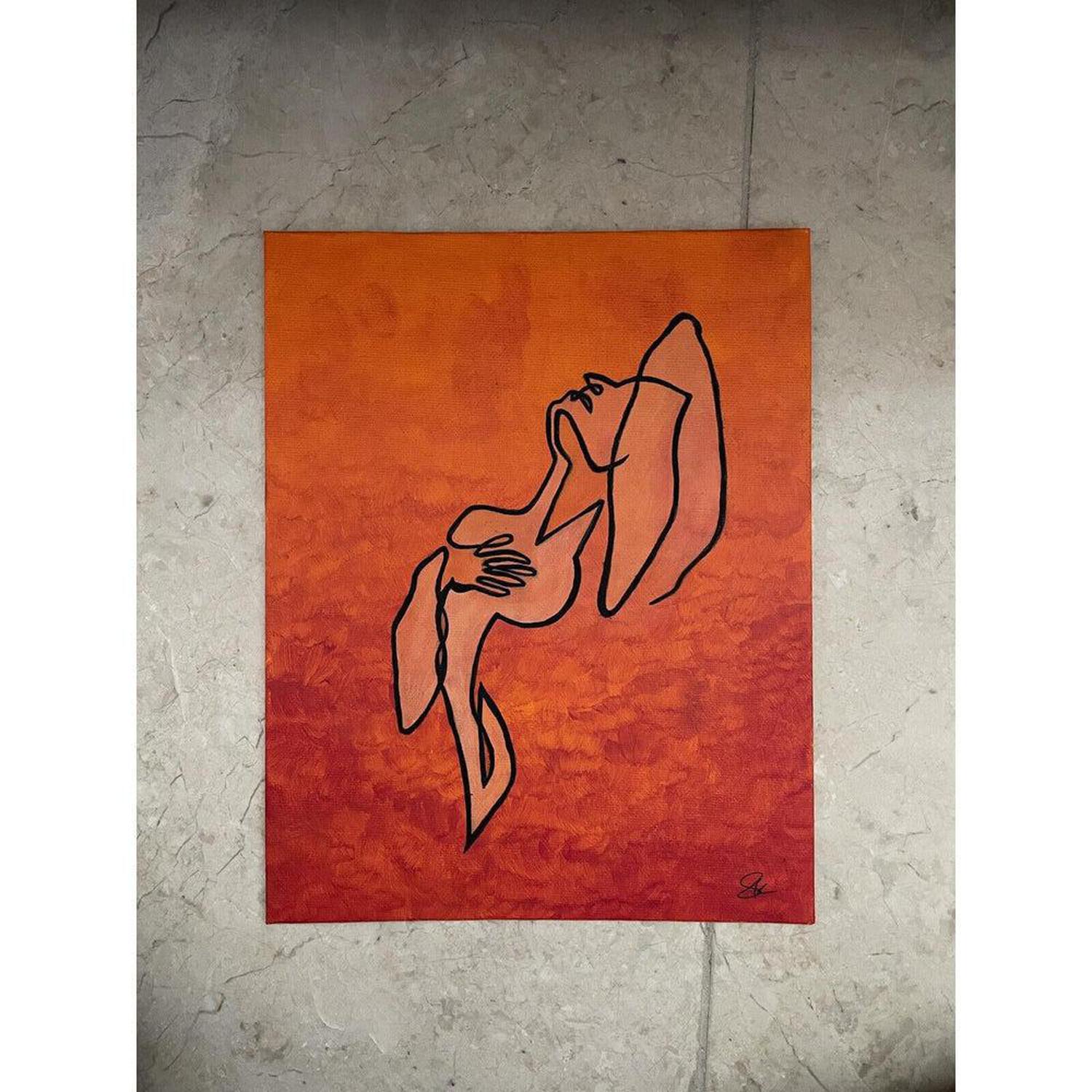 Original "Passion" Contemporary Abstract Canvas Art (10x8") - Original signed "Passion" Acrylic art (10x8"). Unique abstract painting in bold red/orange for vibrant home decor and feminine energy. Buy Now at Sacred Remedy