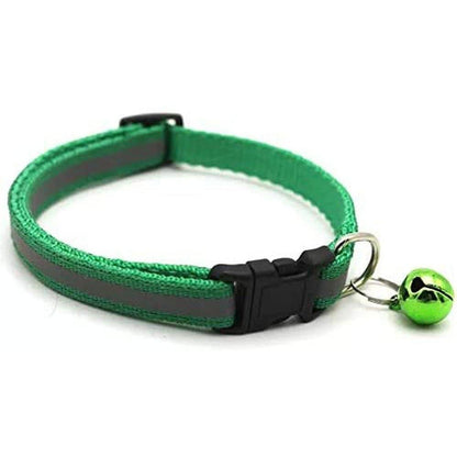 Reflective Small Animal / Kitten / Cat / Puppy Collar with Bell - The gloss reflective collar ensures that your pet is seen in the dark with car headlights. Designed with safety in mind it incorporates a break away buckle to enable your animal to get free if caught on an object. Buy Now at Sacred Remedy