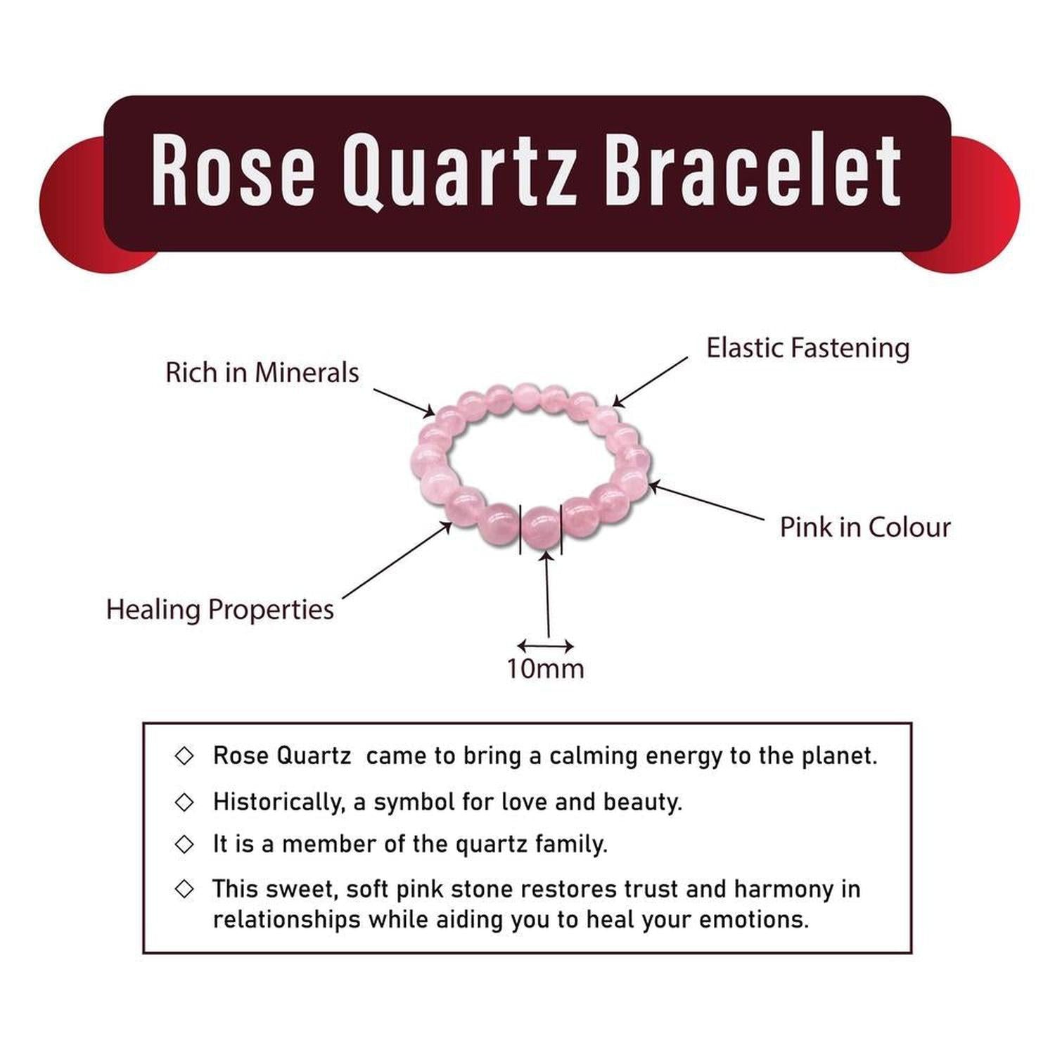Natural Rose Quartz Bracelet | Stone of Love & Emotional Healing - Shop the Rose Quartz Bracelet with 10mm beads. The Stone of Love promotes self-love, healing, inner peace, and attracts positive relationships. Ideal crystal jewellery. Buy Now at Sacred Remedy