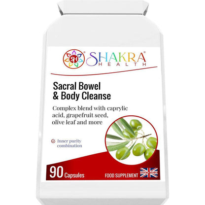 Sacral Bowel & Body Cleanse | Gastrointestinal Cleanse & Protect - A broad-spectrum gastrointestinal cleanse & detoxification formula, to support a balanced lower digestive tract & protect against internal parasites, worms & other harmful micro-organisms. It contains a range of tried & tested herbs and concentrated foods to support digestive tract health, in easy-to-take capsule form. Buy Now at Sacred Remedy