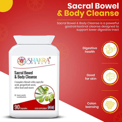 Sacral Bowel & Body Cleanse | Gastrointestinal Cleanse & Protect - A broad-spectrum gastrointestinal cleanse & detoxification formula, to support a balanced lower digestive tract & protect against internal parasites, worms & other harmful micro-organisms. It contains a range of tried & tested herbs and concentrated foods to support digestive tract health, in easy-to-take capsule form. Buy Now at Sacred Remedy