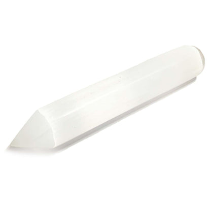 Selenite Pointed Wand | Aura Cleanser & Healing Crystal Tool - Shop the Selenite Pointed Wand. Your essential tool for aura cleansing, spiritual healing, and Crown Chakra connection. Sweeps away negativity & promotes peace. Buy Now at Sacred Remedy