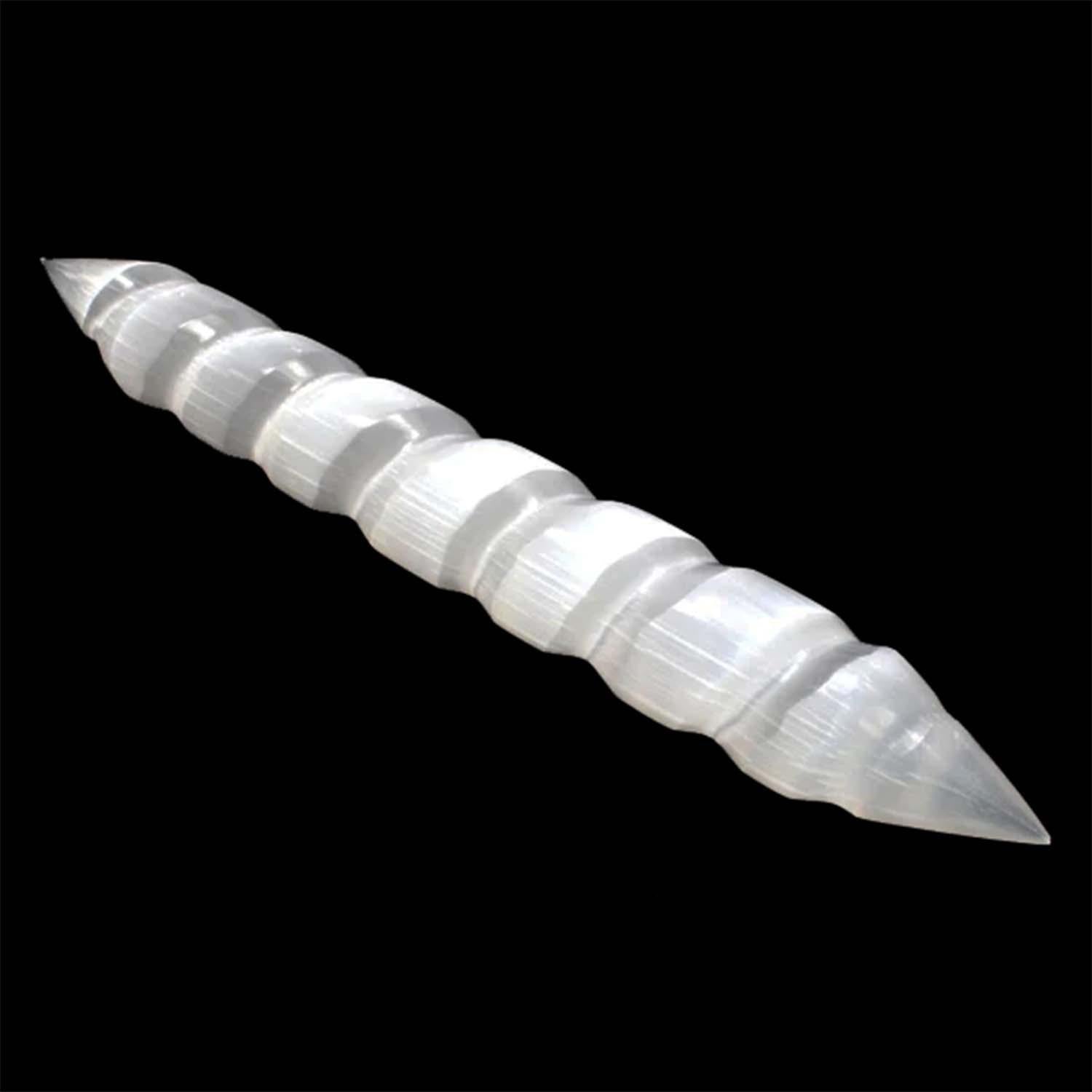 Selenite Crystal Wand | Energy Cleansing & Massage Tool - Upgrade your ritual with a Selenite Double Terminated Wand. The ultimate energy cleanser, Third Eye opener, and soothing crystal massage tool for stress relief. Buy Now at Sacred Remedy