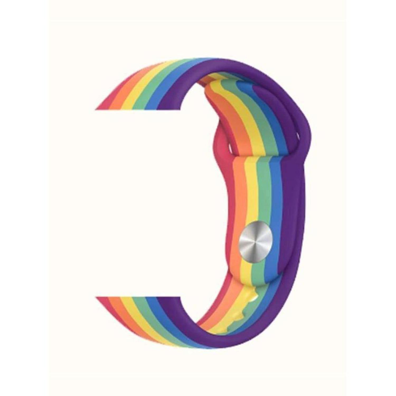 Rainbow Pride Silicone Apple Watch Strap | Vibrant & Soft - Celebrate Pride with our soft, durable silicone Apple Watch strap in the iconic rainbow design. Secure pin-and-tuck closure. Fits all Apple Watch models. Buy Now at Sacred Remedy