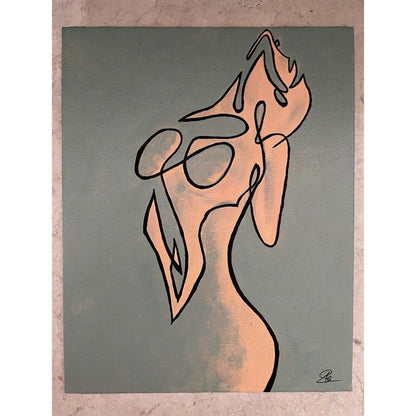 Original "Surrender" Modern Abstract Art Painting (10x8") - Original signed "Surrender" modern line art canvas (10x8") by a London artist. Unique abstract piece for emotional release and chic home decor. Buy Now at Sacred Remedy