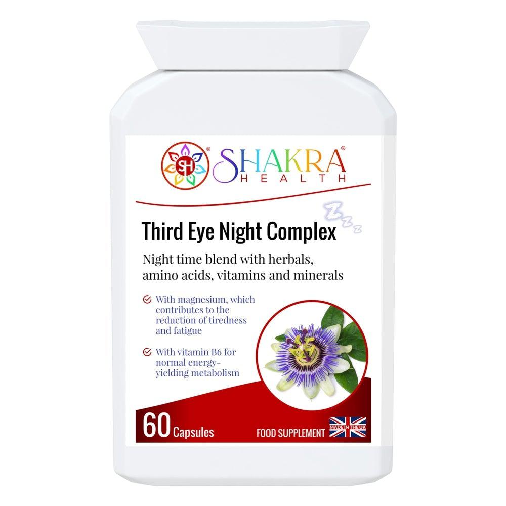 Buy Third Eye Night Complex | Spiritually Awakening Sleep Support Supplement Backed by Science - Third Eye Night Complex Naturally supports restful sleep to soothe the senses while calming and relaxing the mind & body. Used as part of your night time routine Third Eye Night Complex may help you to achieve a deep, restful sleep. at Sacred Remedy Online