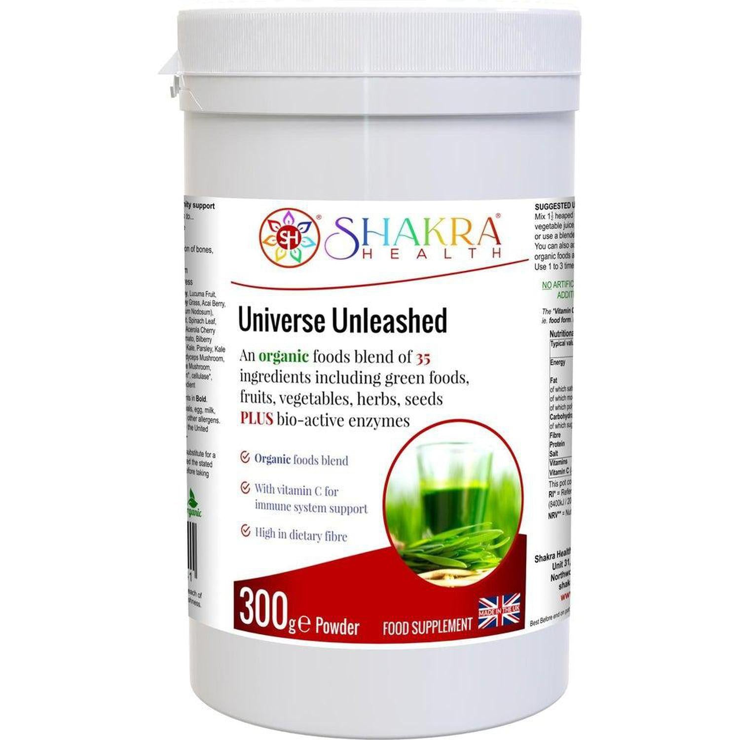 Universe Unleashed | Alkalising & Detoxification Enzyme Supplement - Organic superfood powder with 35 ingredients, including Spirulina, Reishi & Vitamin C. Boost immunity, energy, digestion & detox. Vegan nutrition made easy! Buy Now at Sacred Remedy