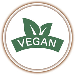 Vegan logo with leaves and the word 'VEGAN' on a white background