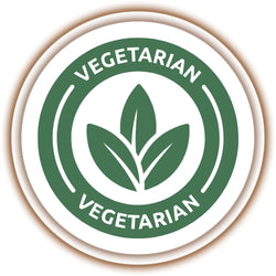 Vegetarian symbol with green leaves and text on a white background