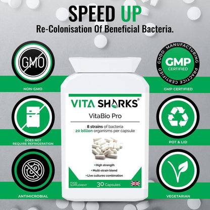 VitaBio Pro | Vegan Multi-Strain Probiotic, Practitioner Strength Supplement - VitaBio Pro: A practitioner-strength, multi-strain probiotic. 20 billion friendly bacteria & 8 strains offer full-spectrum support for a healthy gut. Buy Now at Sacred Remedy