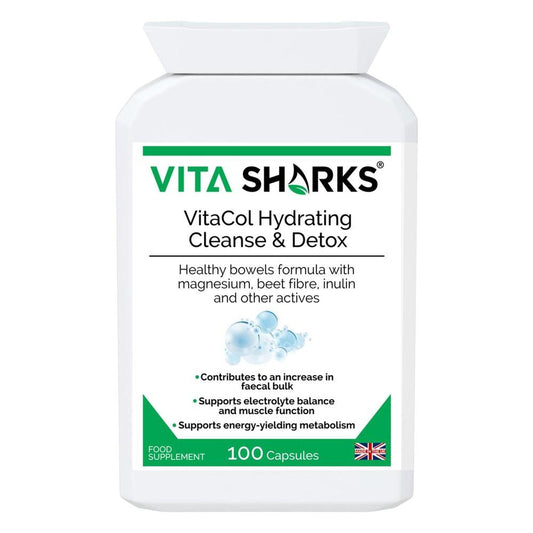 VitaCol Hydrating Clense & Detox | Magnesium Bowel Hydrating, Electrolyte Formula - A powerful, yet gentle, non-habit forming health supplement colonics formula, with nutrients specifically selected to contribute to an increase in faecal bulk and normal bowel function. Buy Now at Sacred Remedy