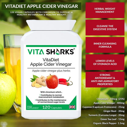VitaDiet Apple Cider Vinegar Capsules | Combination Weight Loss & Digestion Formula - Constipation can leave you feeling bloated and heavy, while eliminating waste obviously leaves you feeling lighter. Adding apple cider vinegar to your daily (and particularly morning) routine, can help to get sluggish bowels moving and promote regularity, helping to cleanse the digestive system ready for a new day. This is because apple cider vinegar is a source of pectin, a type of soluble fibre which is found in apples. 