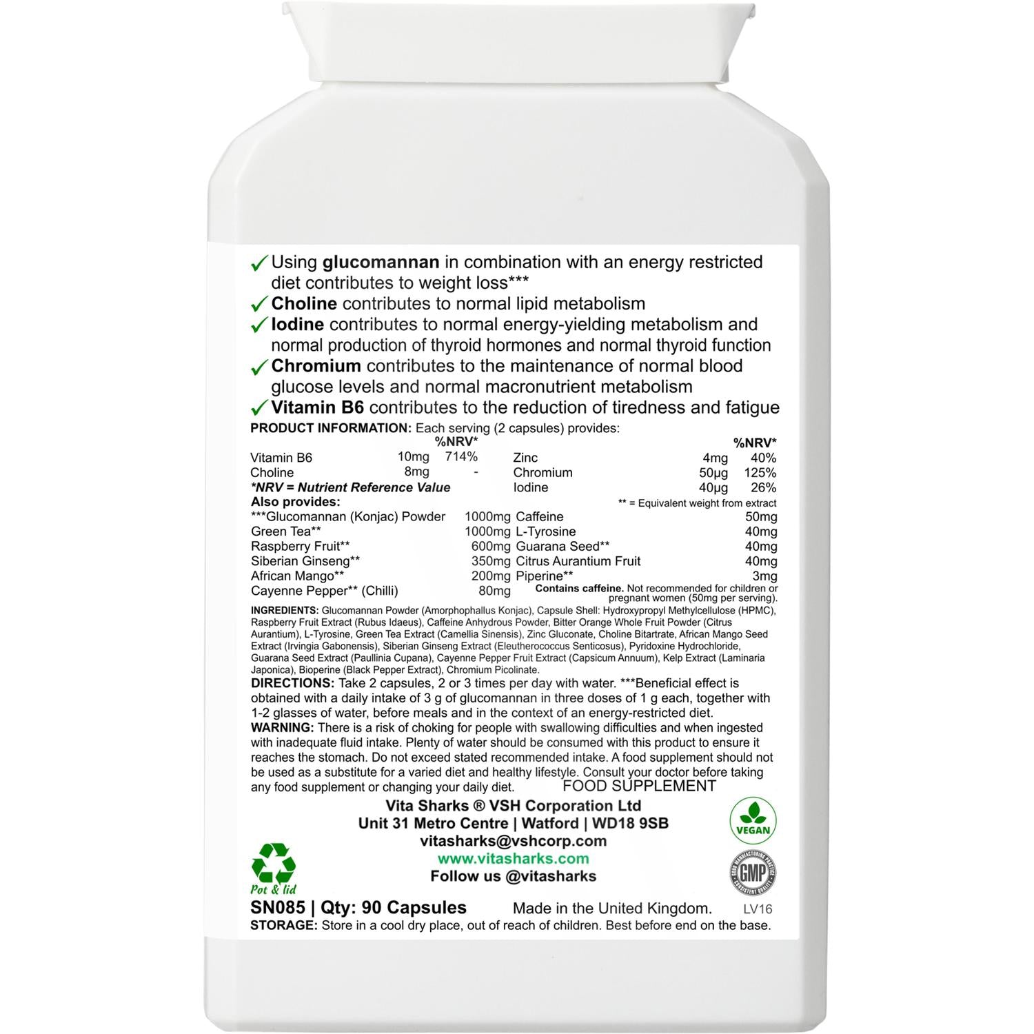 VitaDiet Slim | Thermogenic Metaboliser & Fat Burner to Support Effective Weight Loss - A thermogenic fat metaboliser & herbal weight management health supplement, supporting the body's natural fat burning processes, along with the feeling of fullness, energy levels, thyroid function, carbohydrate, lipid and fatty acid metabolism, stable blood sugar levels & other vital aspects of effective weight loss. Buy Now at Sacred Remedy