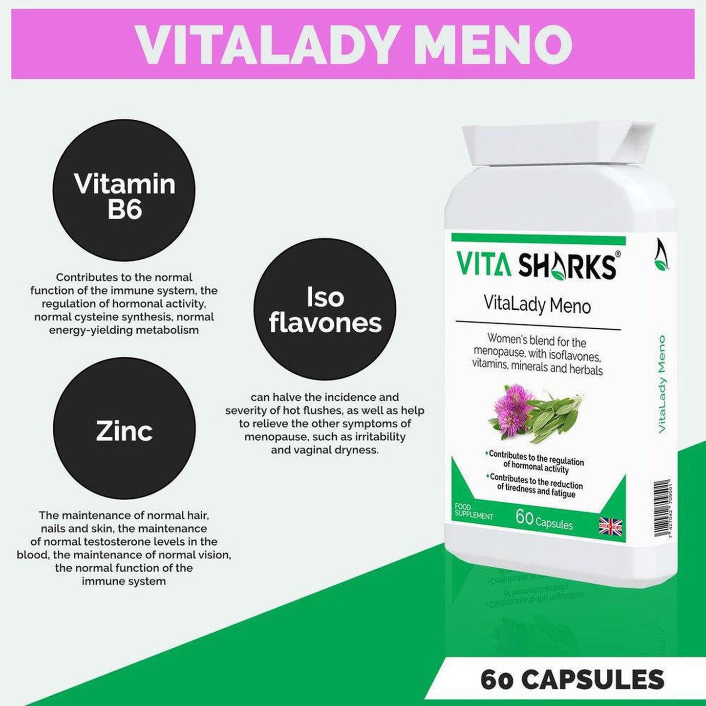 VitaLady Meno | Support for PMS, Perimenopause, Menopause & Uncomfortable Cycles - Monthly cycles & the menopause is no fun. Try our natural menopause support to help you feel wonderful. A traditional combination formula, designed to help gently relieve discomfort. May help improve the frequency / intensity of hot flashes and disrupted sleep at night. All natural & plant-based ingredients. Buy Now at Sacred Remedy