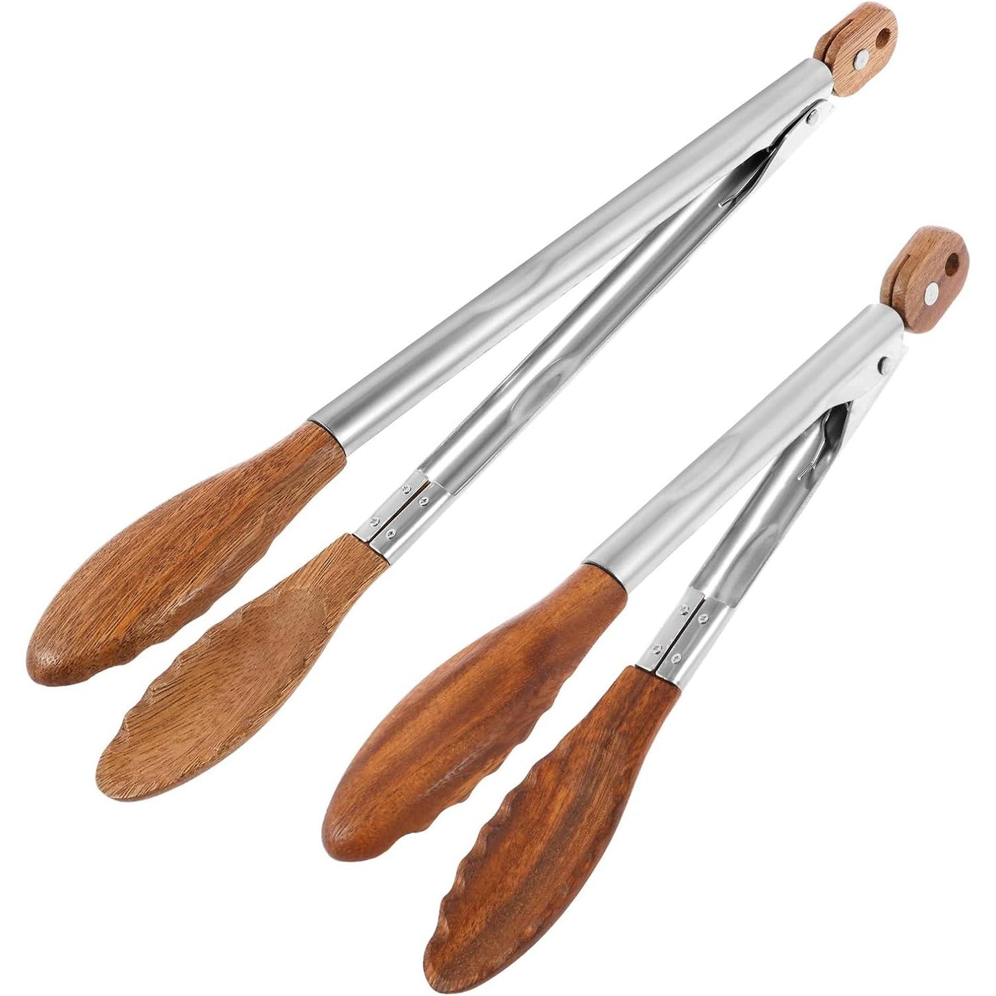 Walnut Wood & Stainless Steel Kitchen Tongs | SR Home - Premium Walnut Wood & Stainless Steel Tongs (15.5" & 11.8"). Natural, non-scratch, non-slip grip. Healthier alternative to plastic for grilling & serving. Buy Now at Sacred Remedy