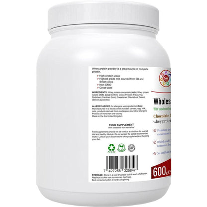 Wholesome Whey Protein Shake (Chocolate) Premium Quality Concentrate & Isolate - Made with easy-to-digest whey protein concentrate and isolate, our Wholesome Whey Shake (Chocolate) is perfect for post-workout recovery or as a healthy snack anytime of day. It's also hormone-free, non-GMO, and gluten-free, making it a great choice for those with dietary restrictions. Buy Now at Sacred Remedy