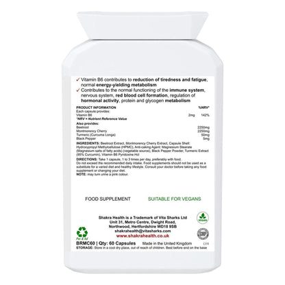 White plastic supplement bottle showing a detailed ingredient label, nutritional information, and vegan certification.