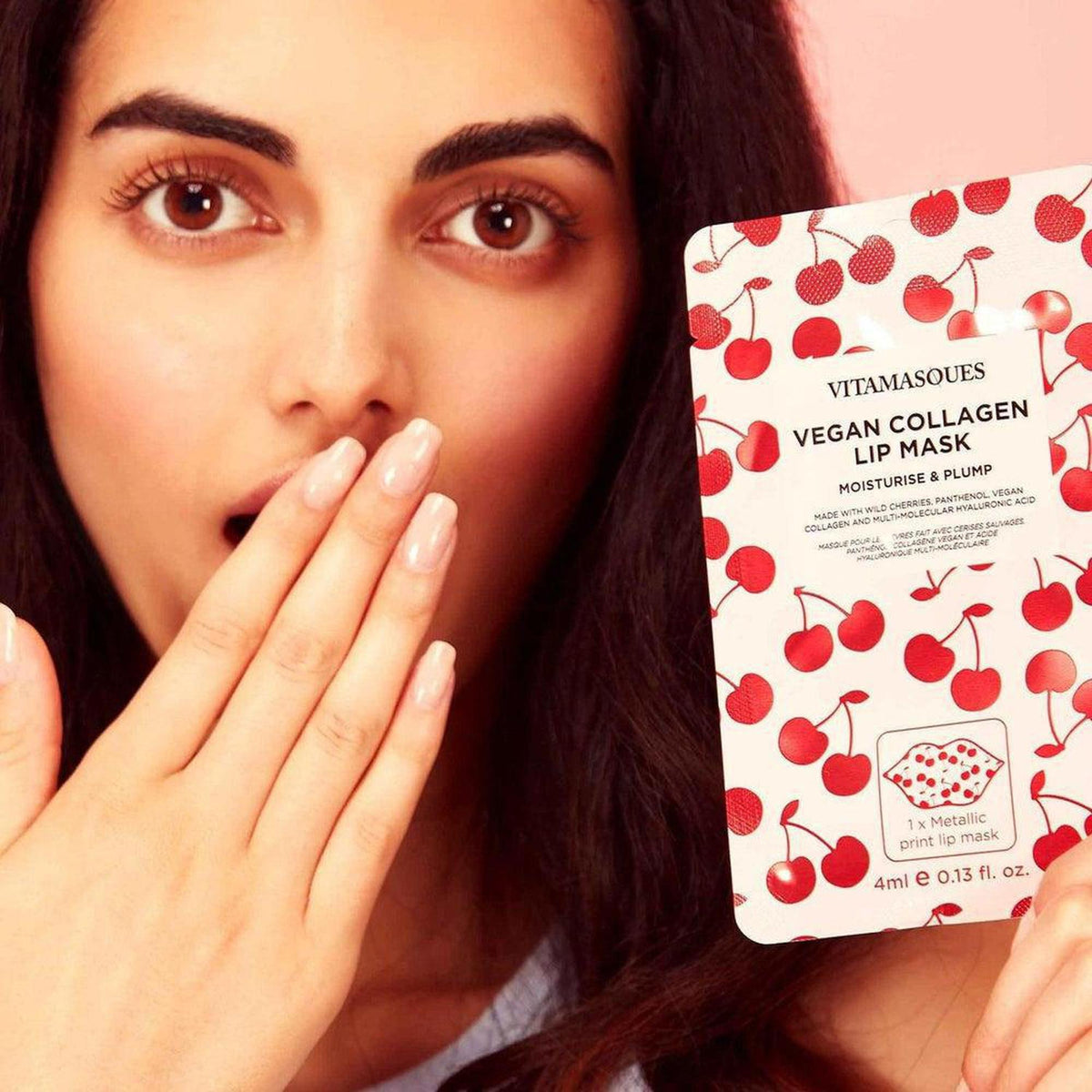 Vegan Collagen Lip Mask - Cherry Plumping Treatment Patch - Plump and deeply hydrate dry lips with our Vegan Collagen Cherry Lip Mask. Multi-molecular hyaluronic acid for a smooth, juicy pout. Buy now! Buy Now at Sacred Remedy