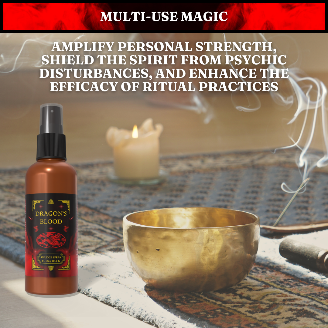 Dragon's Blood Smudge Spray | Protection & Grounding Mist - Harness ancient power with our Dragons Blood Smudge Spray. This quirky, eco-conscious mist protects your energy, purifies your space, and smells amazing. Organic, vegan, and cruelty-free! Buy Now at Sacred Remedy