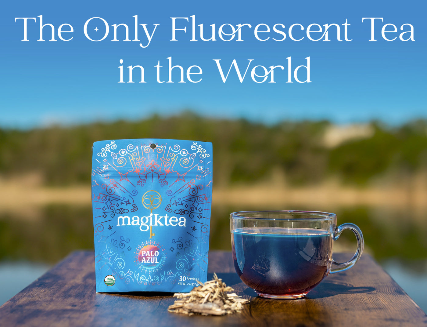 Palo Azul - The ONLY Fluorescent Blue Alkaline Tea in the World! - Naturally alkaline & glows fluorescent blue! Palo Azul is the world's most unique herbal tea. Find out why everyone's talking about this amazing brew. A naturally caffeine-free, organic kidneywood infusion. Refresh and gently detoxify with this delicious herbal tea. [15 bags] Buy Now at Sacred Remedy