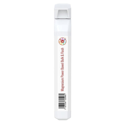 White rectangular supplement stick with a colorful logo and Magnesium Power Bowel Bulk & Flush text.