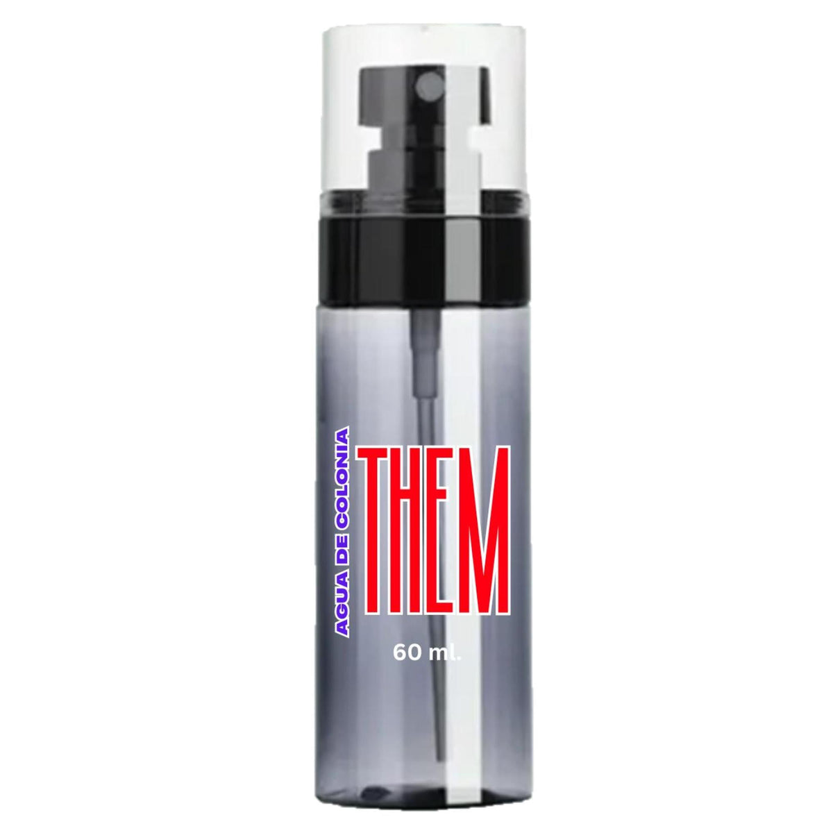 THEM unisex Agua de Colonia in a 60ml translucent grey spray bottle with black cap and bold red logo branding.